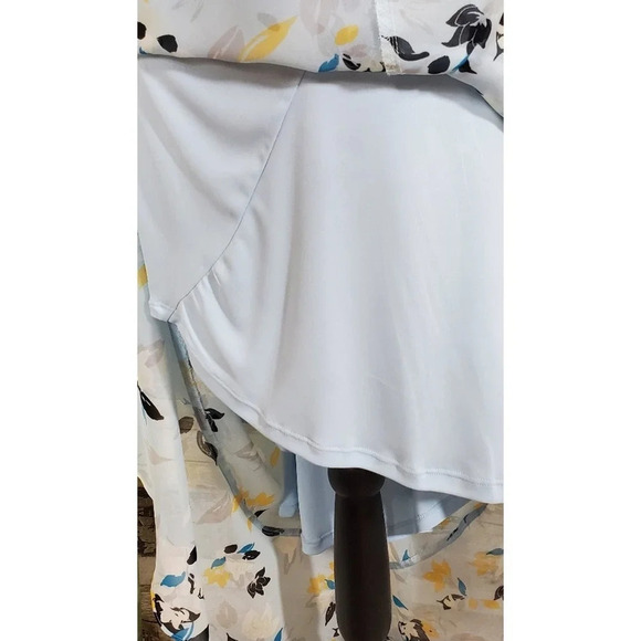 LANE BRYANT Womens Plus High Low Chiffon Faux Wrap Floral Skirt Blue Size 28 - Picture 9 of 11